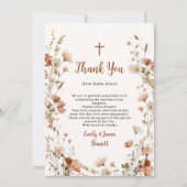 Boho elegante Wildflower Dusty Roos Foto Doop Bedankkaart (Voorkant)