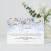 Boho Elegante winter stoffige blauwe en ivoren blo Informatiekaartje (Staand voorkant)