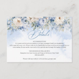 Boho Elegante winter stoffige blauwe en ivoren blo Informatiekaartje