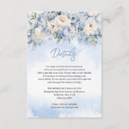 Boho Elegante winter stoffige blauwe en ivoren blo Informatiekaartje