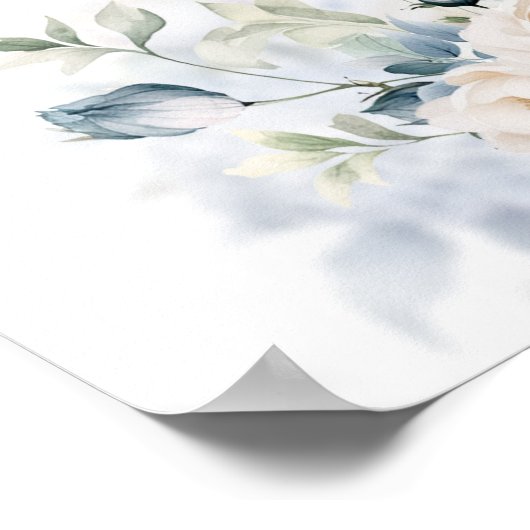 Boho Elegante winter stoffige blauwe en ivoren blo Poster (Hoek)