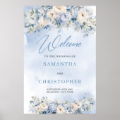 Boho Elegante winter stoffige blauwe en ivoren blo Poster (Voorkant)