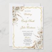 Boho elegante witte bloem huwelijksfeest kaart (Voorkant)