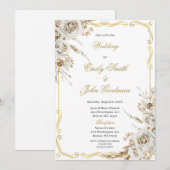 Boho elegante witte bloem huwelijksfeest kaart (Voorkant / Achterkant)