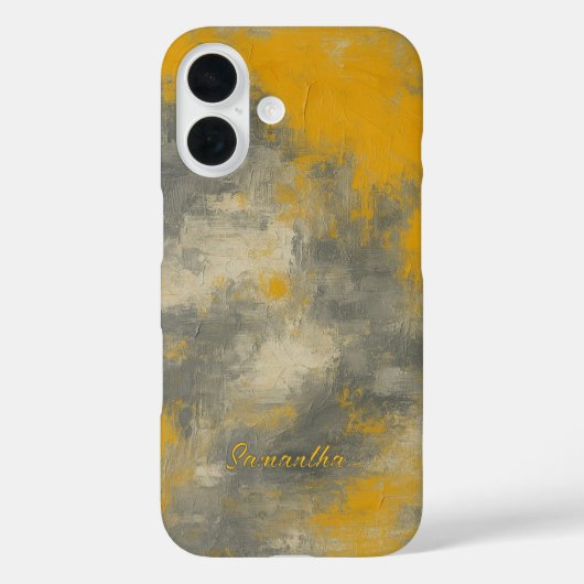 Boho Elegantie Abstract Mosterd & Grijs Kunst Case-Mate iPhone Case (Achterkant)