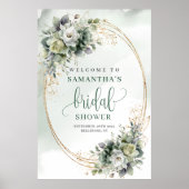 Boho Elegantie Groene Goud Bruiloft Feest Welkom Poster (Voorkant)