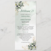 Boho Elegantie Salie Groene Eucalyptus Trouwprogra Programmakaart (Voorkant)