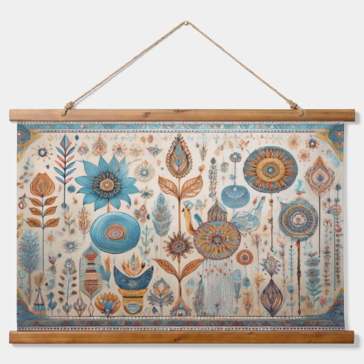 Boho Elementen Muur Hangen Hangend Wandkleed (Voorkant)