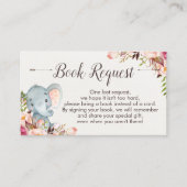 Boho elephant baby shower book request insert informatiekaartje (Voorkant)