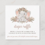 Boho Elephant Baby shower Diaper Raffle Informatiekaartje (Voorkant)