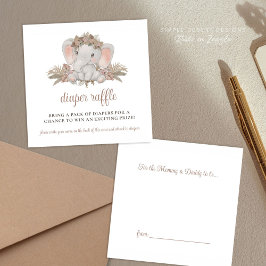 Boho Elephant Baby shower Diaper Raffle Informatiekaartje
