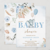 Boho Elephant Baby shower Kaart (Voorkant / Achterkant)