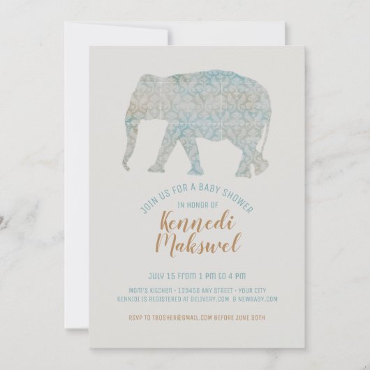 Boho Elephant Baby shower Kaart (Voorkant)