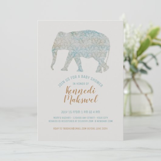 Boho Elephant Baby shower Kaart (Staand voorkant)