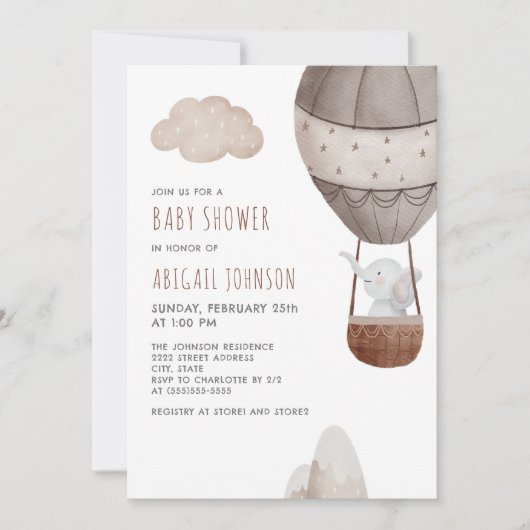 Boho Elephant Baby shower Kaart (Voorkant)