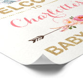 Boho Elephant Baby shower Pink Gold Welkom Poster (Hoek)