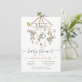 Boho Elephant Balloons Mobile Baby shower Kaart (Staand voorkant)
