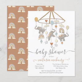 Boho Elephant Balloons Mobile Baby shower Kaart