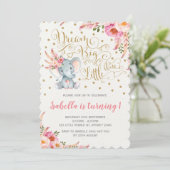 Boho Elephant Birthday Uitnodiging Dream Big Flora (Staand voorkant)