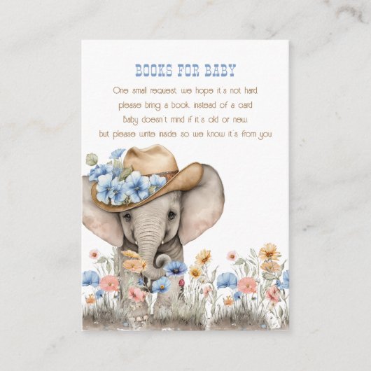Boho Elephant Cowboy Wildflower Boeken voor Baby Informatiekaartje (Voorkant)