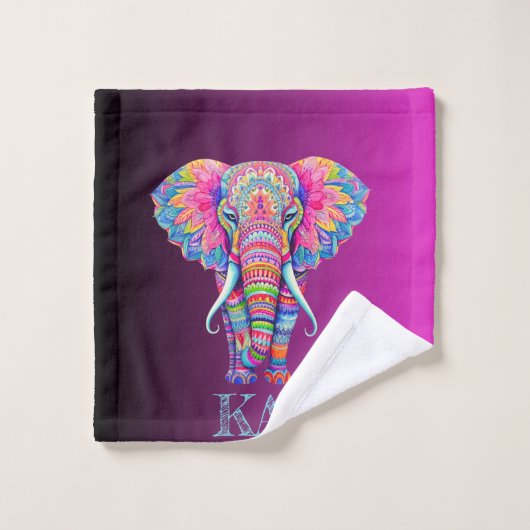 Boho Elephant - gepersonaliseerd Mandala ontwerp Bad Handdoek (Wasdoekje)