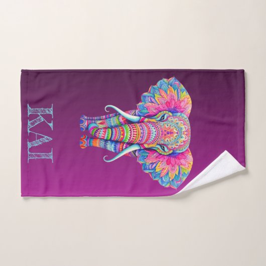 Boho Elephant - gepersonaliseerd Mandala ontwerp Bad Handdoek (Handdoek)