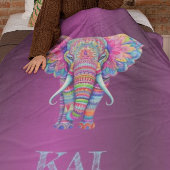 Boho Elephant - gepersonaliseerd Mandala ontwerp Fleece Deken