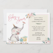 Boho Elephant Girl Baby shower Kaart (Voorkant)