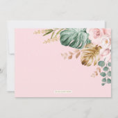  Boho Elephant Girl Pink Floral Birthday Bedankkaart (Achterkant)
