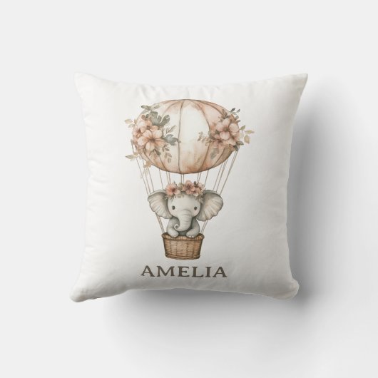 Boho Elephant Hete Luchtballon Kwekerij Kussen (Achterkant)