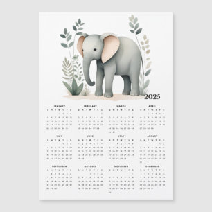 Boho Elephant Minimalistische 2025 Magnetische Kal