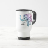 Boho elephant pastel floral custom name initialen reisbeker (Voorkant rechts)
