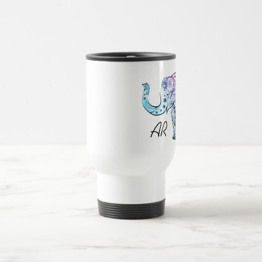 Boho elephant pastel floral custom name initialen reisbeker (Center)