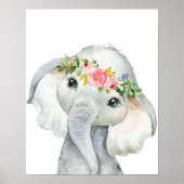 Boho Elephant Wall Art Print Waterverf Nursery (Voorkant)