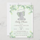 Boho Elephant Waterverf Greenery Baby shower Kaart (Voorkant)
