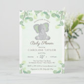 Boho Elephant Waterverf Greenery Baby shower Kaart (Staand voorkant)
