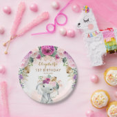 Boho Elephant Wild One Birthday Baby shower Papieren Bordje (Feest)