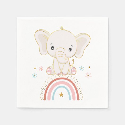 Boho Elephant zit op een regenboogBaby shower Servet (Voorkant)