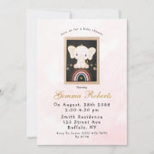 Boho Elephant zit op het Baby shower van de regenb Kaart (Voorkant)