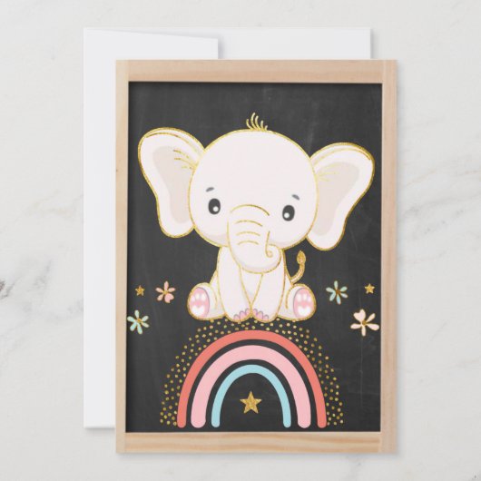 Boho Elephant zit op het Baby shower van de regenb Kaart (Achterkant)