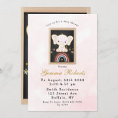 Boho Elephant zit op het Baby shower van de regenb Kaart (Voorkant / Achterkant)