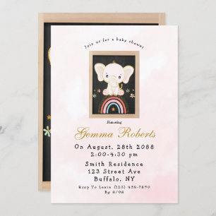 Boho Elephant zit op het Baby shower van de regenb Kaart