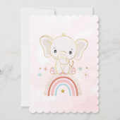 Boho Elephant zit op het Baby shower van de regenb Kaart (Achterkant)