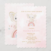 Boho Elephant zit op het Baby shower van de regenb Kaart (Voorkant / Achterkant)