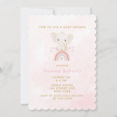Boho Elephant zit op het Baby shower van de regenb Kaart (Voorkant)