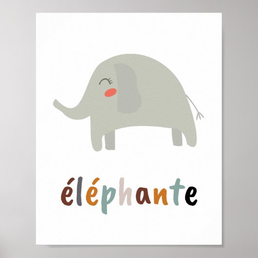 Boho éléphante Nursery Room Art Poster (Voorkant)