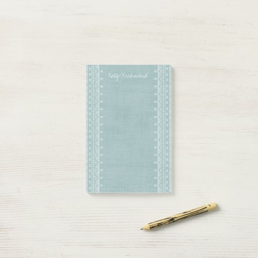 Boho Embroidery Tribal Pattern Post-its - Blauwgro Post-it® Notes (Op bureau)