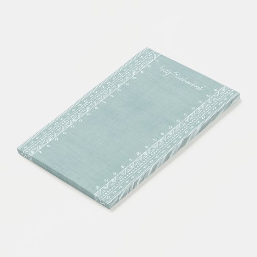 Boho Embroidery Tribal Pattern Post-its - Blauwgro Post-it® Notes (Schuin)