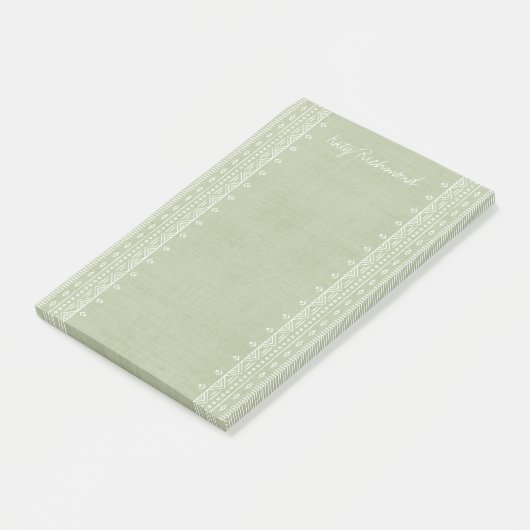 Boho Embroidery Tribal Pattern Post-its - Green Post-it® Notes (Schuin)