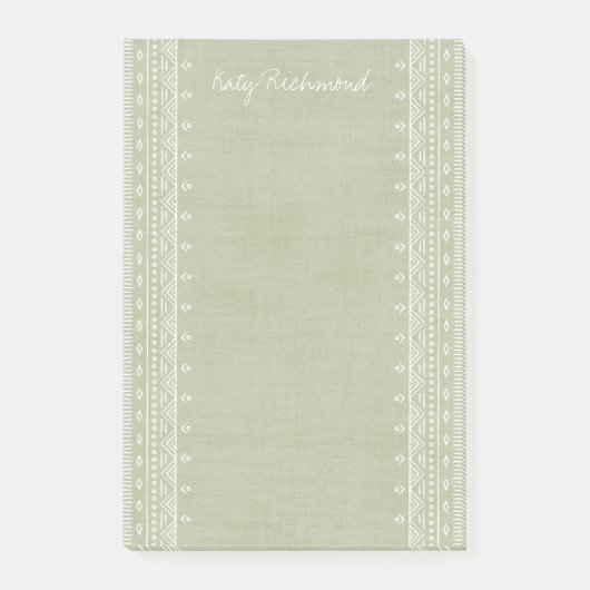 Boho Embroidery Tribal Pattern Post-its - Green Post-it® Notes (Voorkant)